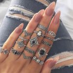 New Trendy Colourful, fashionable 15pcs Finger Ring Set For Women