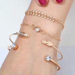 4 Pcs Set Trendy Jewelry Retro Diamond-Studded Exaggerated Women's Fashion Combination Bracelet - Image 6