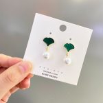 New Trendy Black/Green Pearl Stud and Acrylic Earring - Image 7