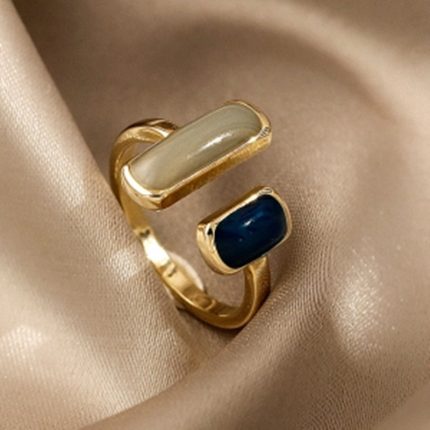 New Trendy Simple Enamel Geometric Stud Design Finger Ring