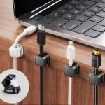 10 Pcs Set Multi-functional Adhesive Mini Creative Magnetic Suction Type Data Cable Punch-free Storage Bracket Plug (Black/White)