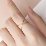 Korean Double Ring Staggered Plain Ring golden/silver