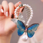 Pearl and Rhinestone Butterfly Hairpin/Bun Maker