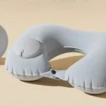 Multi-functional Folding Pressing Inflatable U-shaped Neck Pillow(Silver/Blue)
