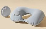 Multi-functional Folding Pressing Inflatable U-shaped Neck Pillow(Silver/Blue)